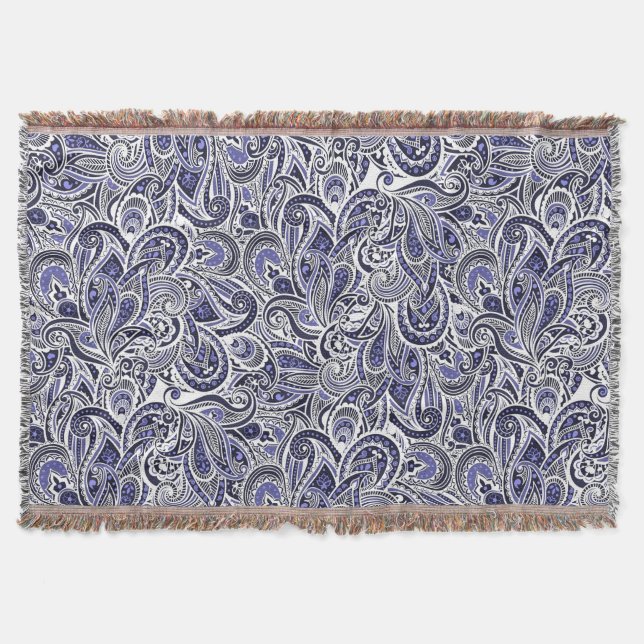 Niedlich-blaue Paisley-Muster Decke (Vorderseite)