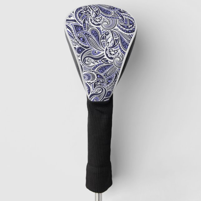 Niedlich-blaue Paisley-Muster Golf Headcover (Vorderseite)