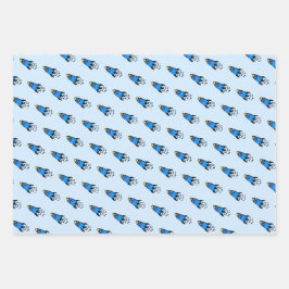 Niedlich-blaue Rakete Geschenkpapier Set