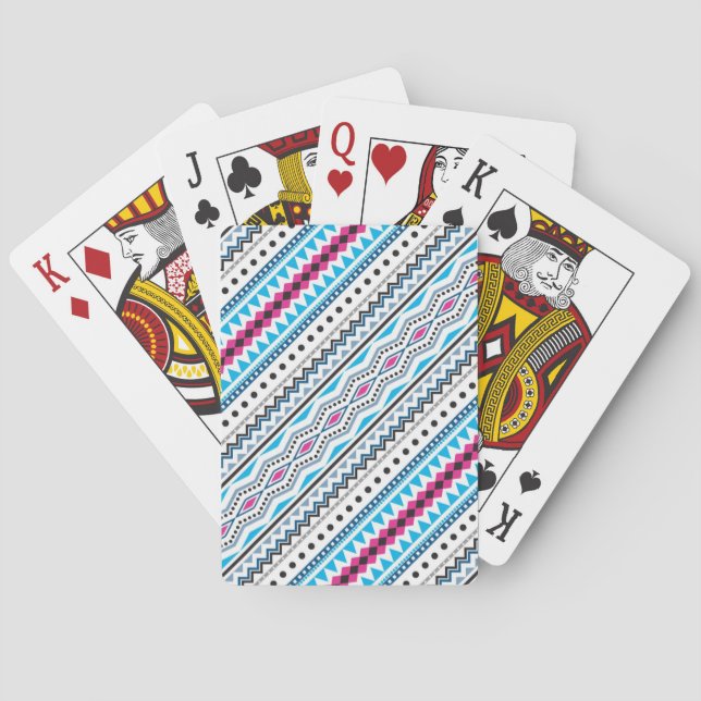 Niedlich-blaue Rosa-Stammes-Mädchen-Muster Spielkarten (Rückseite)