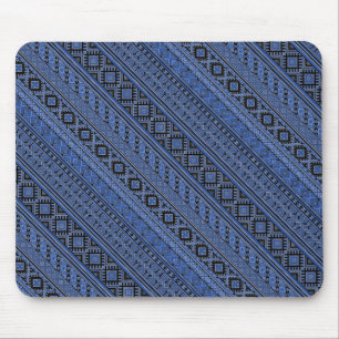 Niedlich-blaue schwarze ukrainische Zierstreifen Mousepad