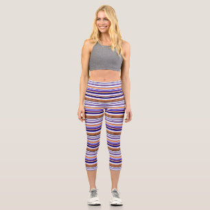 Niedlich-blaue Streifen Capri Leggings