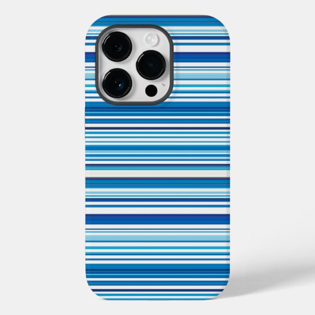 Niedlich-blaue Streifen Case-Mate iPhone Hülle (Rückseite)