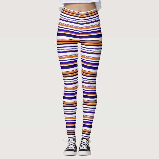Niedlich-blaue Streifen Leggings (Vorderseite)