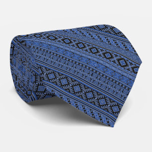 Niedlich-blaue ukrainische Ornamente Design Krawatte