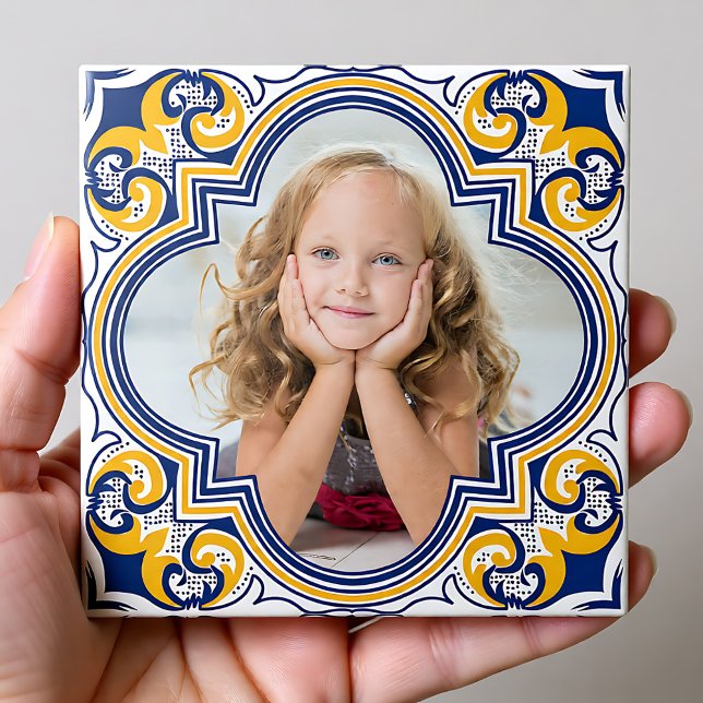 Niedlich-blaue und gelbe Azulejos, benutzerdefinie Fliese (Cute blue and yellow Azulejos, custom photo Ceramic Tile)