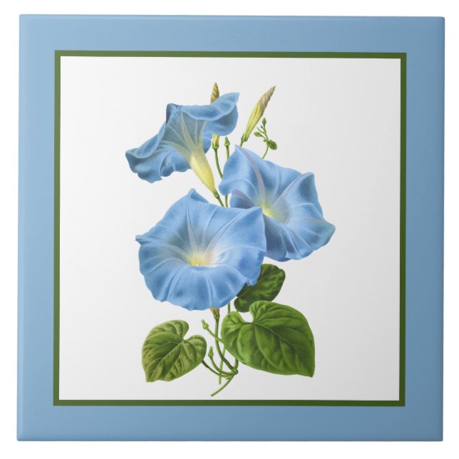 niedlich blaue Vintage Blume Fliese (Vorderseite)