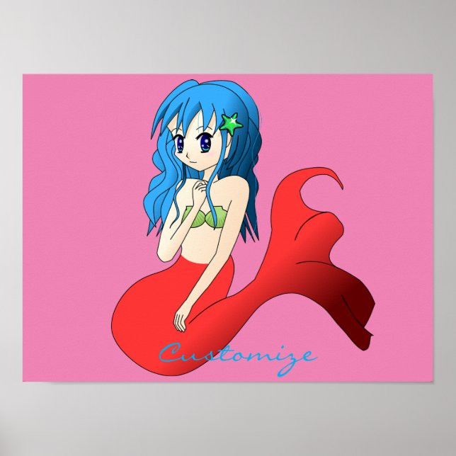 Niedlich blauer Meerjungfrau Thunder_Cove Poster (Vorne)