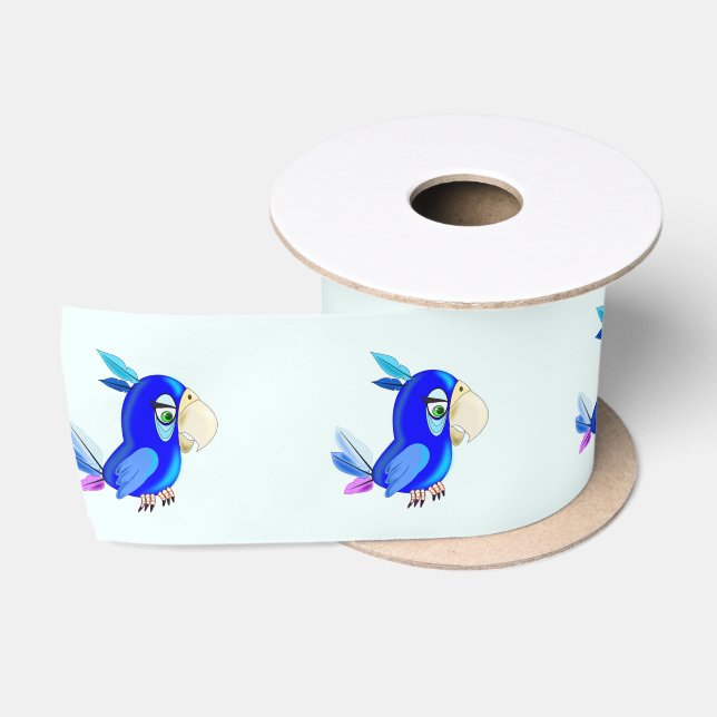 Niedlich Blauer Parrot Funny Ribbon Satinband (Spule)