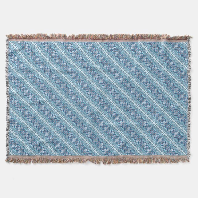 Niedlich blaues ukrainisches Muster-Design Decke (Vorderseite)