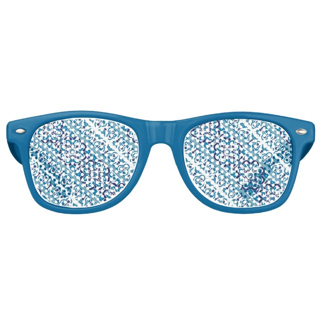 Niedlich blaues ukrainisches Muster-Design Partybrille (Vorderseite)