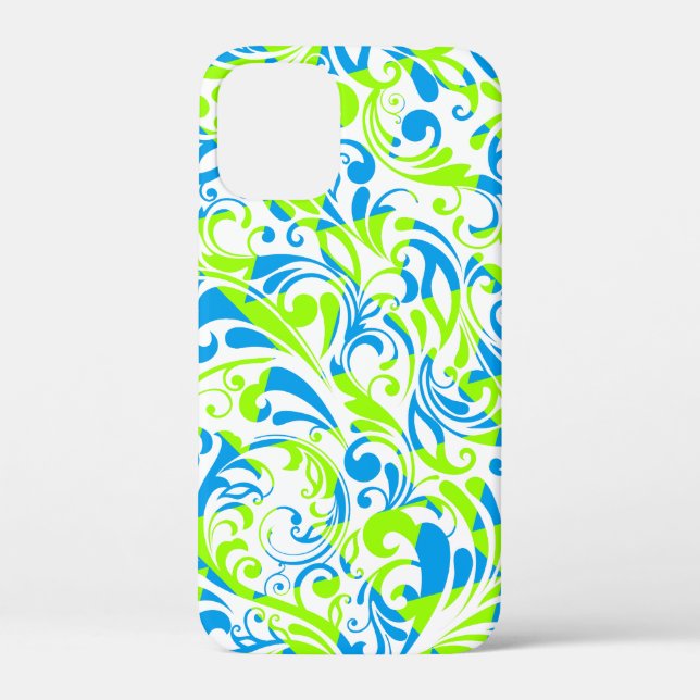 Niedlich-blaugrüne gemischte Blumenmuster Case-Mate iPhone Hülle (Rückseite)