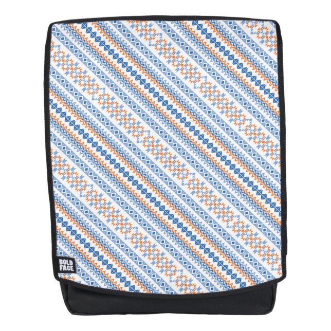 Niedlich-blauorange-Aztekenmotiv-Muster Rucksack (Vorderseite)