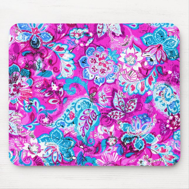 Niedlich-blaurosa Blume Mousepad (Vorne)