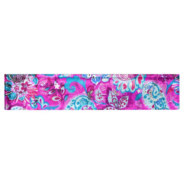 Niedlich-blaurosa Blume Namensplakette (Vorderseite)