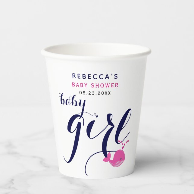 Niedlich-Blauwal-Thema Kinderdusche Pappbecher (Vorderseite)