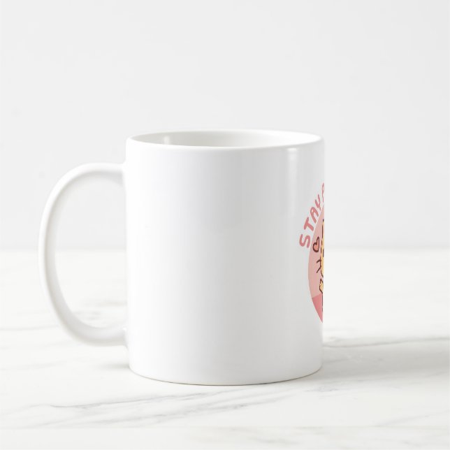 Niedlich Bleibe Pawsitive Positive Pun, Funny Cat Kaffeetasse (Links)