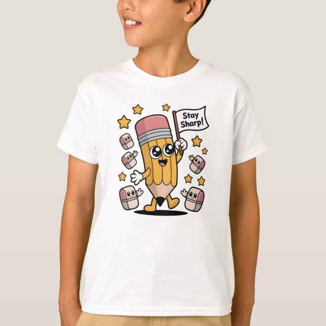 Niedlich Bleibe Scharfstift Kinder Shirt (Vorderseite)