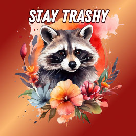 Niedlich Bleibe Trashy Raccoon Floral T-Shirt