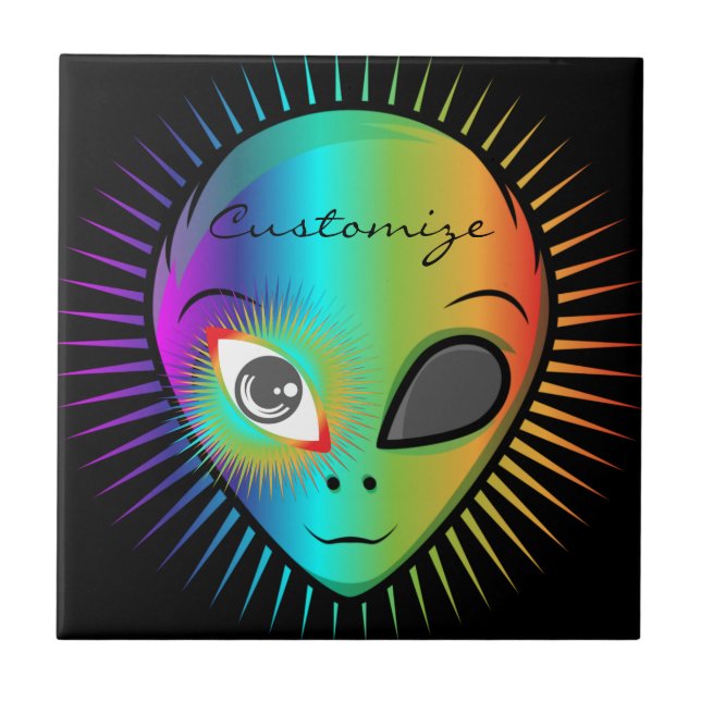 Niedlich Blinkende Alien Head Thunder_Cove Fliese (Vorderseite)