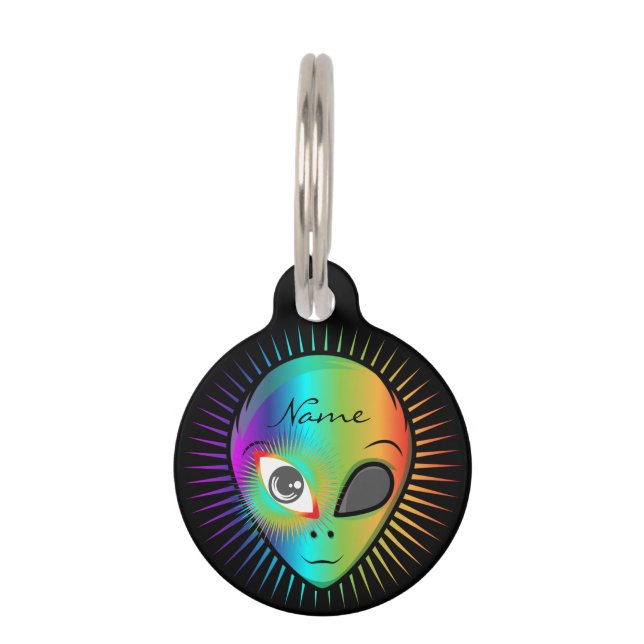 Niedlich Blinkende Alien Head Thunder_Cove Haustiermarke (Vorderseite)