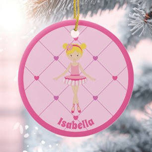 Niedlich Blonde Ballerina Girl Custom Pink Weihnac Keramik Ornament