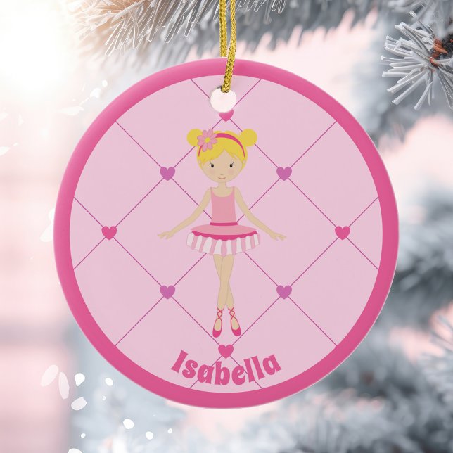 Niedlich Blonde Ballerina Girl Custom Pink Weihnac Keramik Ornament (Von Creator hochgeladen)