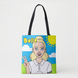 Niedlich Blonde Cartoon Girl School Name Library