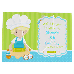 Niedlich Blonde Hair Boy Backen Vielen Dank Große Geschenktüte