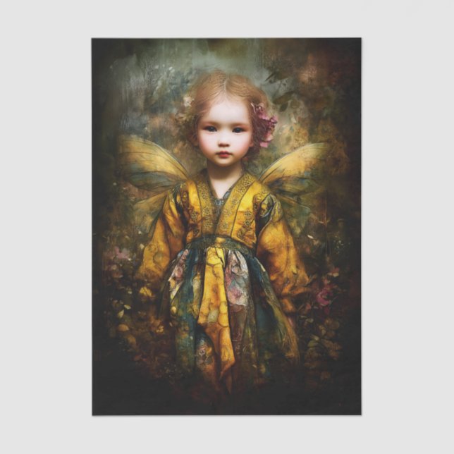Niedlich Blonde Magic Child Fairy EG6R Decoupage Seidenpapier (Vorderseite)