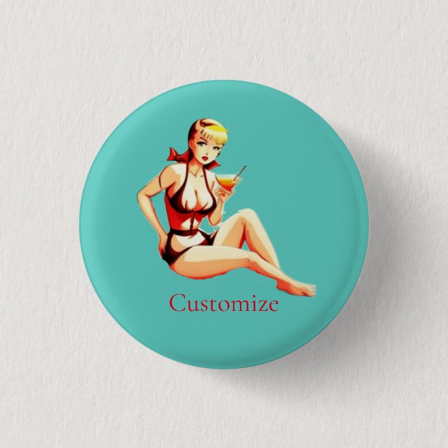 Niedlich Blonde Martini Bikini Girl Thunder_Cove Button (Vorderseite)