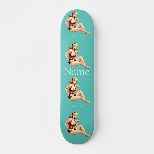 Niedlich Blonde Martini Bikini Girl Thunder_Cove Skateboard (Vorne)