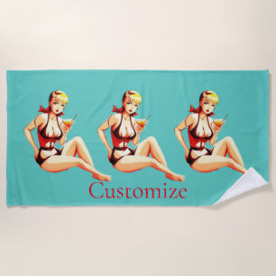 Niedlich Blonde Martini Bikini Girl Thunder_Cove Strandtuch