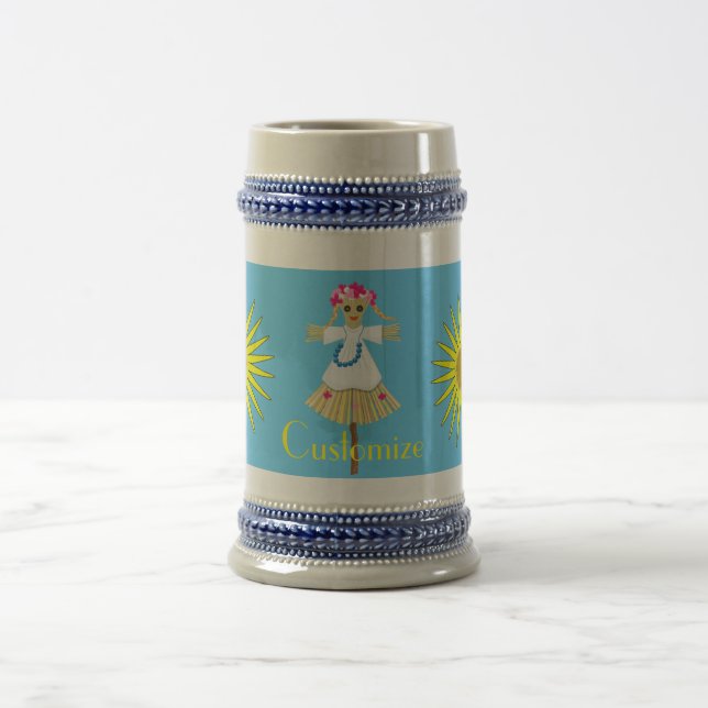 Niedlich Blonde Pigtails Scarecrow Bierglas (Mittel)