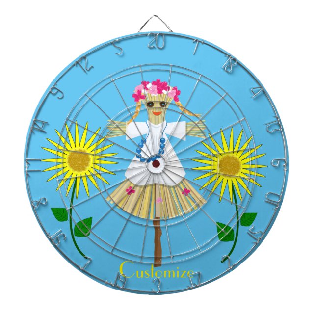 Niedlich Blonde Pigtails Scarecrow Dartscheibe (vorne)