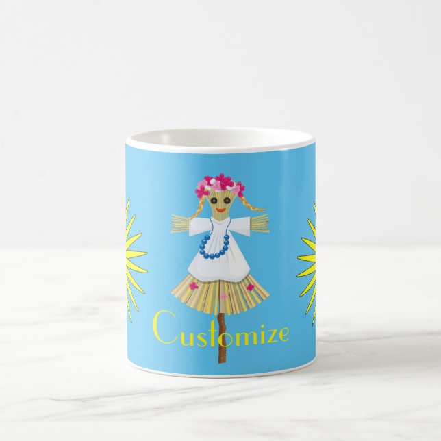 Niedlich Blonde Pigtails Scarecrow Kaffeetasse (Mittel)