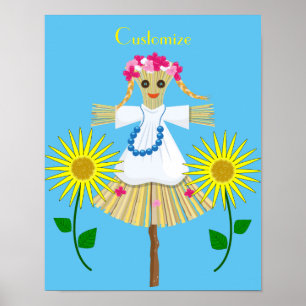 Niedlich Blonde Pigtails Scarecrow Poster