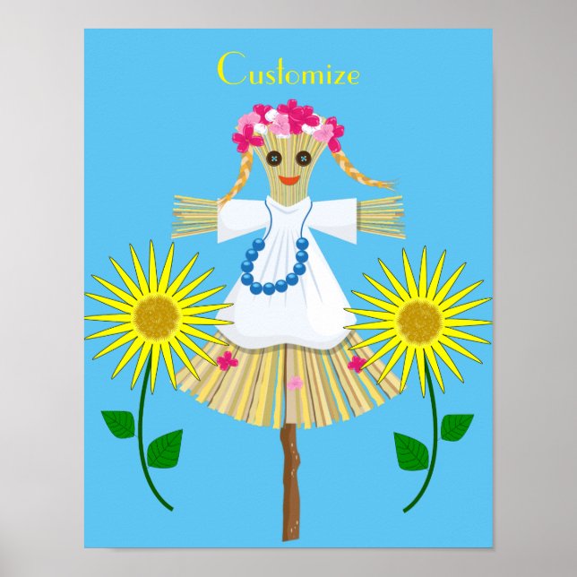 Niedlich Blonde Pigtails Scarecrow Poster (Vorne)