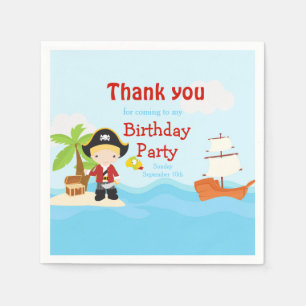 Niedlich Blonde Pirate Boy in Red Birthday Serviette