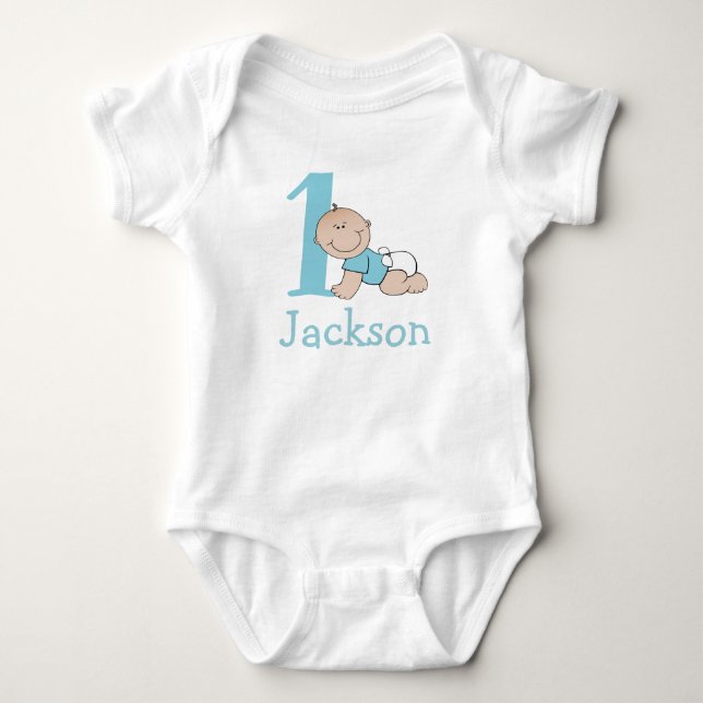 Niedlich Blue 1. Geburtstag Baby Strampler (Vorderseite)