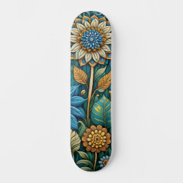 Niedlich Blue Abstrakt Sunflower Design Wide Stree Skateboard