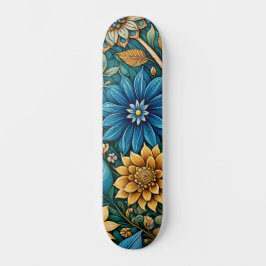 Niedlich Blue Abstrakt Sunflower Design Wide Stree Skateboard
