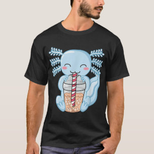 Niedlich Blue Axolotl Bubble Tea Kawaii Anime Aest T-Shirt