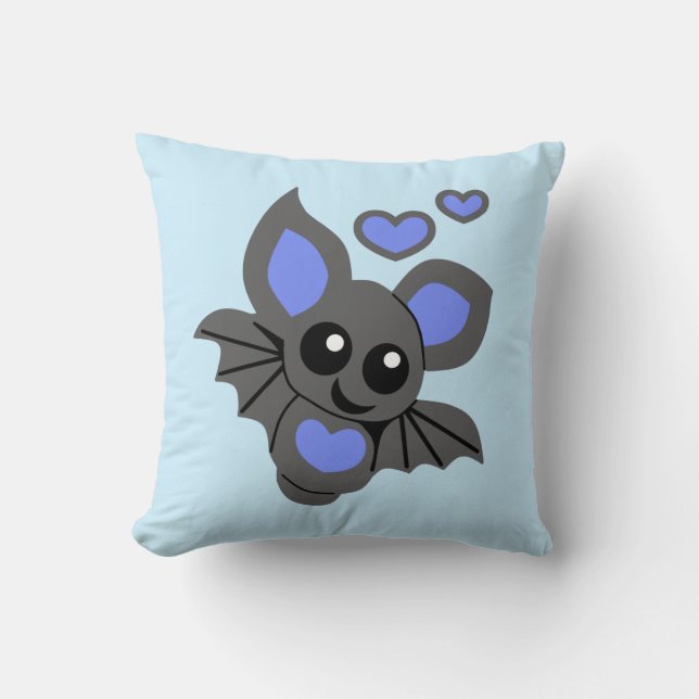 Niedlich Blue Baby Bat Kissen (Vorderseite)