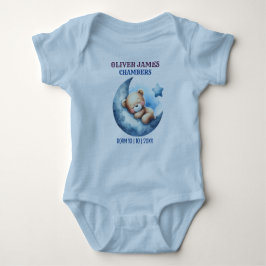 Niedlich Blue Baby Bear Crescent Moon Baby Strampler