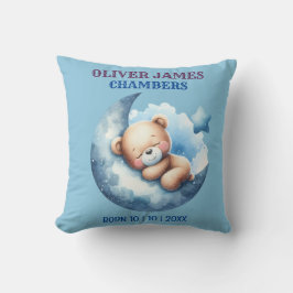 Niedlich Blue Baby Bear Crescent Moon Kissen
