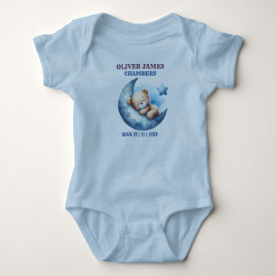 Niedlich Blue Baby Bear Crescent Moon Strampler