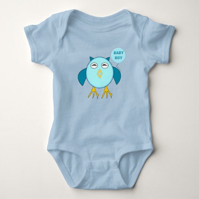 Niedlich Blue Baby Bowl Owl Custom Strampler (Vorderseite)