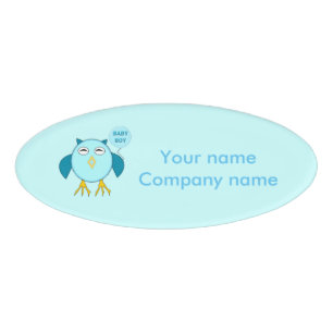 Niedlich Blue Baby Bowl Owl Personalisierter Name  Namenschild
