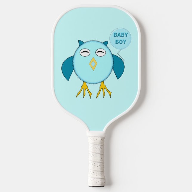 Niedlich Blue Baby Bowl Owl Pickleball Schläger (Vorderseite)